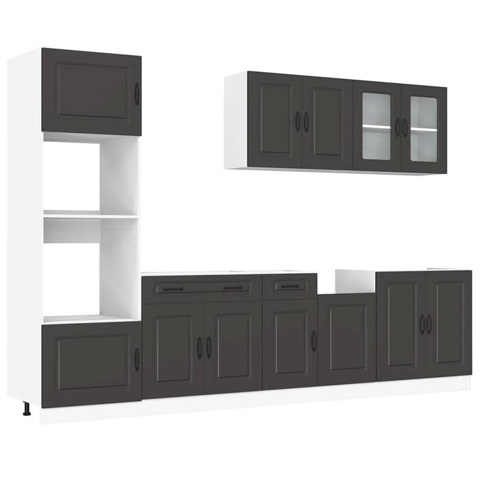 Set dulap de bucătărie 7 piese „Kalmar” lemn negru prelucrat - WALTI WALTI