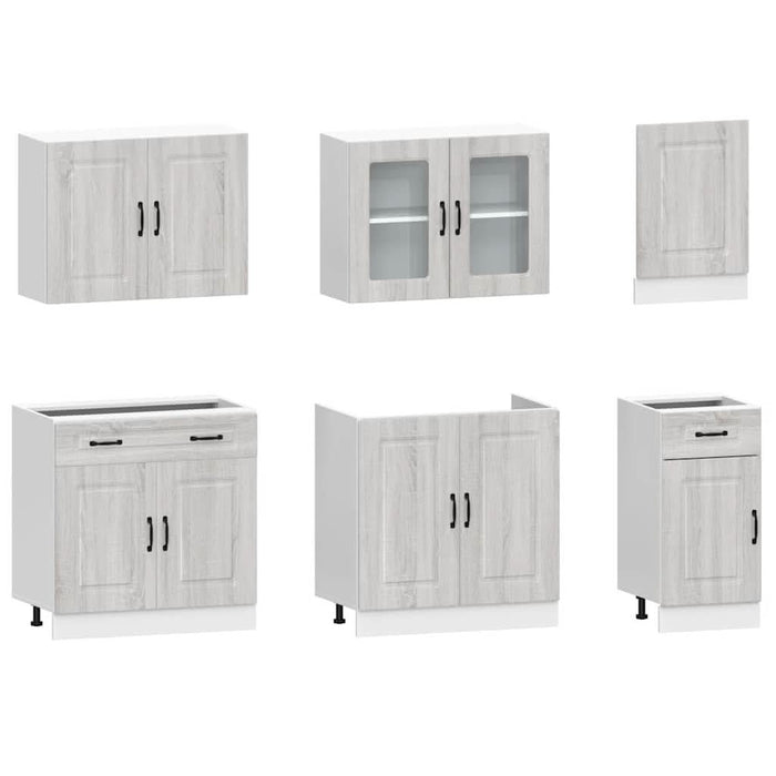Set de dulapuri de bucătărie 7 piese „Kalmar” lemn Sonoma gri - WALTI WALTI