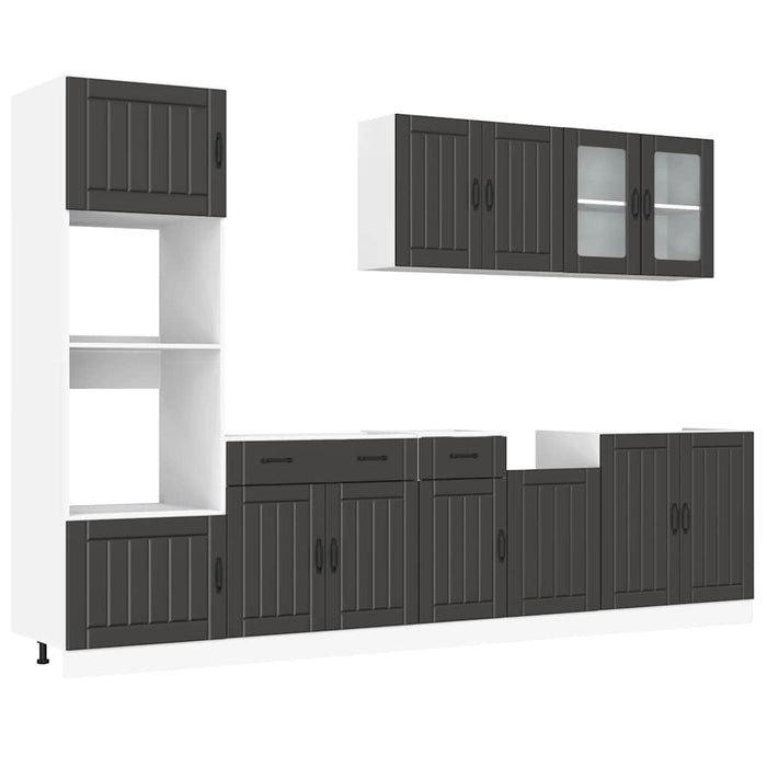 Set dulap de bucătărie 7 piese „Kalmar” lemn negru prelucrat - WALTI WALTI