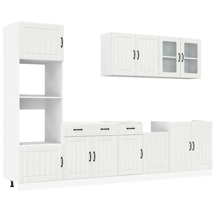 Set dulap de bucătărie 7 piese „Kalmar” alb lucios Lemn - WALTI WALTI