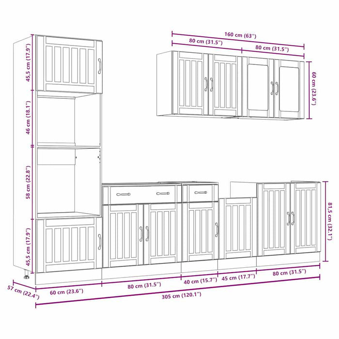 Set dulap de bucătărie din 7 piese „Kalmar” lemn stejar Sonoma - WALTI WALTI