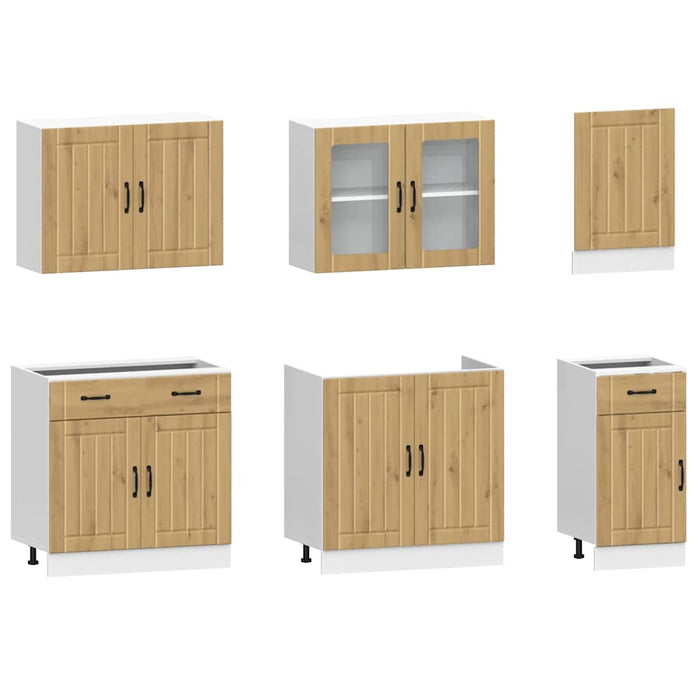 Set dulap de bucătărie 7 piese „Kalmar” stejar artizanal lemn - WALTI WALTI