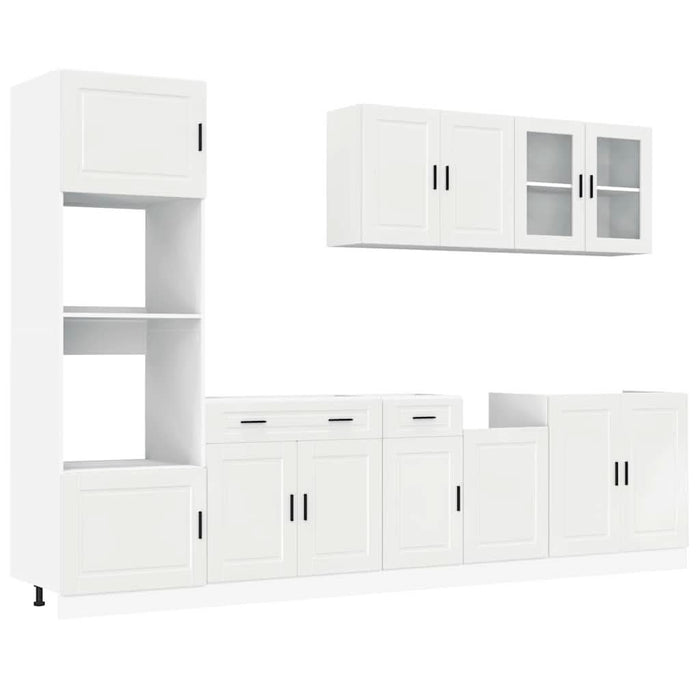 Set dulap de bucătărie 7 piese „Kalmar” alb lucios Lemn - WALTI WALTI