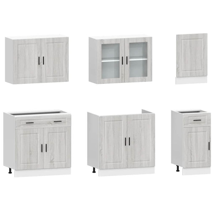 Set de dulapuri de bucătărie 7 piese „Kalmar” lemn Sonoma gri - WALTI WALTI