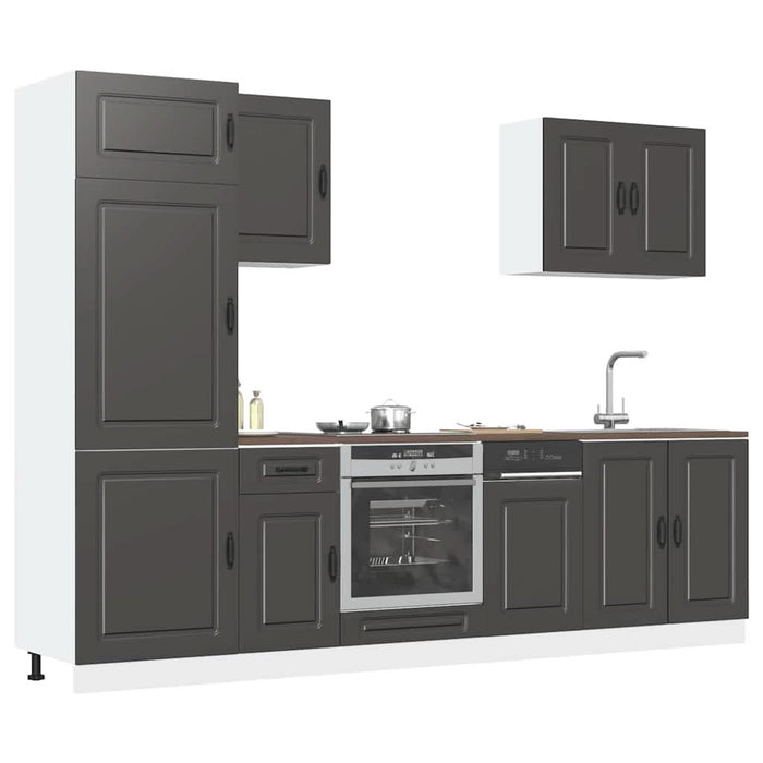 Set dulap de bucătărie 7 piese „Kalmar” lemn negru prelucrat - WALTI WALTI