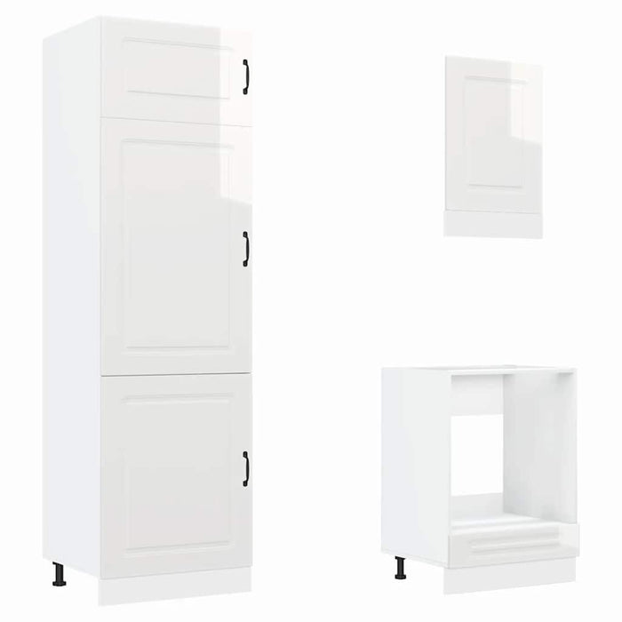 Set dulap de bucătărie 7 piese „Kalmar” alb lucios Lemn - WALTI WALTI