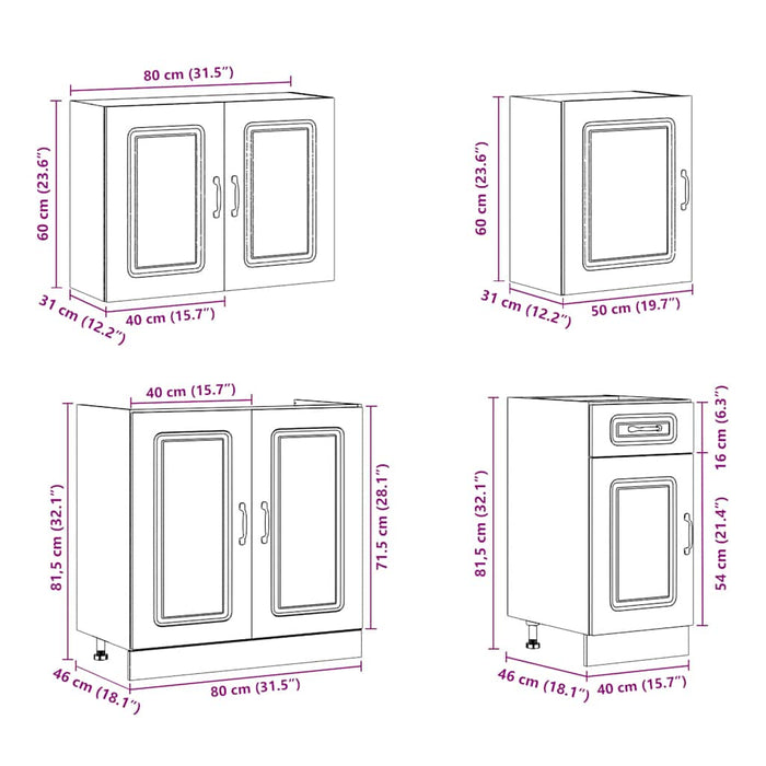 Set dulap de bucătărie din 7 piese „Kalmar” lemn stejar Sonoma - WALTI WALTI