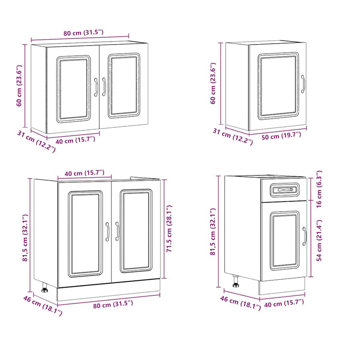 Set dulap de bucătărie din 7 piese „Kalmar” stejar maro lemn - WALTI WALTI
