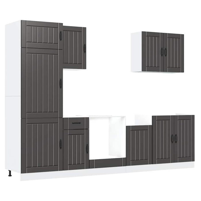 Set dulap de bucătărie 7 piese „Lucca” lemn negru prelucrat - WALTI WALTI