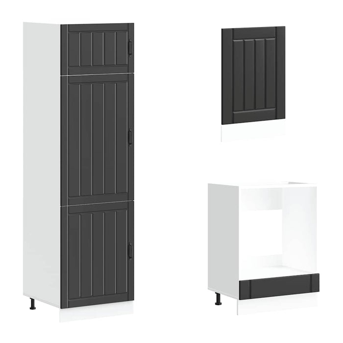 Set dulap de bucătărie 7 piese „Lucca” lemn negru prelucrat - WALTI WALTI