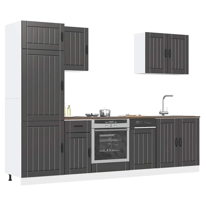 Set dulap de bucătărie 7 piese „Lucca” lemn negru prelucrat - WALTI WALTI