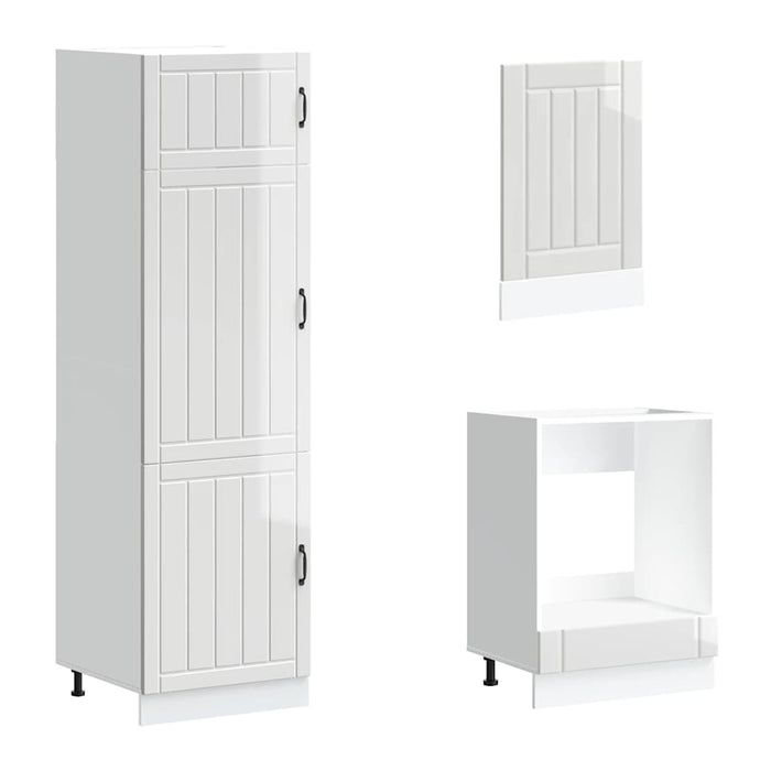 Set dulap de bucătărie 7 piese „Kalmar” alb lucios Lemn - WALTI WALTI