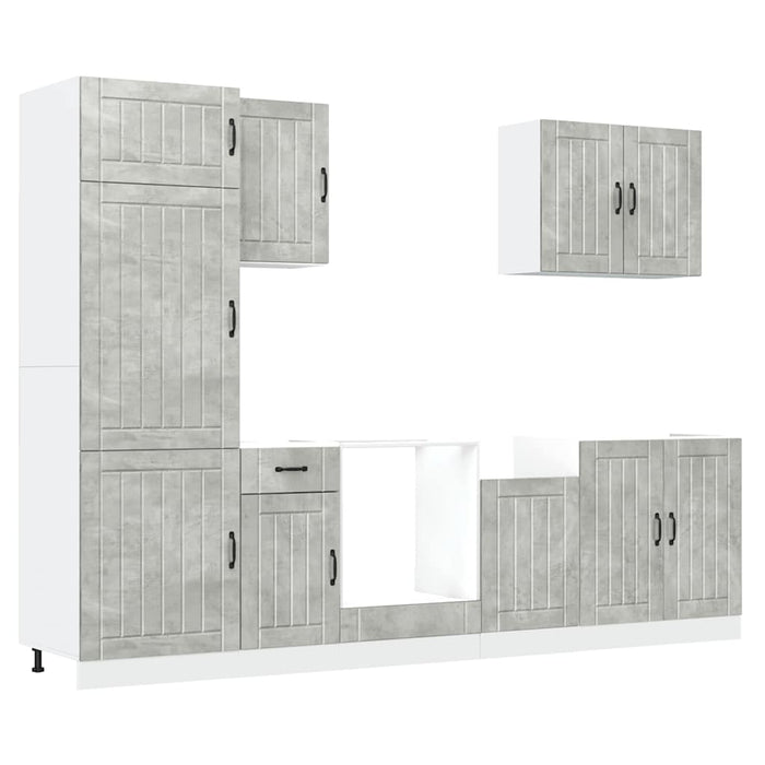 Set dulapuri de bucătărie 7 piese „Lucca” gri beton Lemn - WALTI WALTI