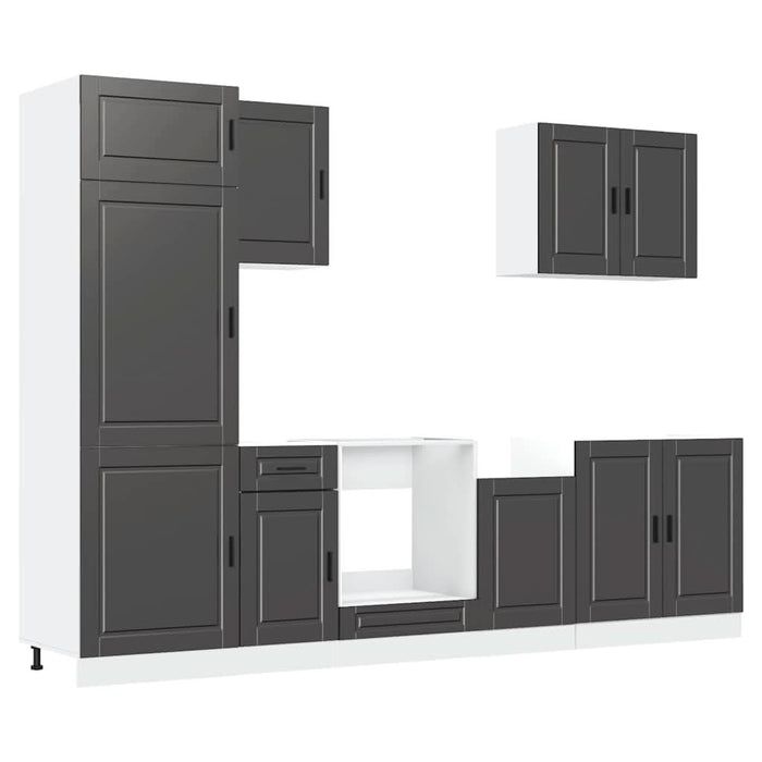 Set dulap de bucătărie 7 piese „Kalmar” lemn negru prelucrat - WALTI WALTI