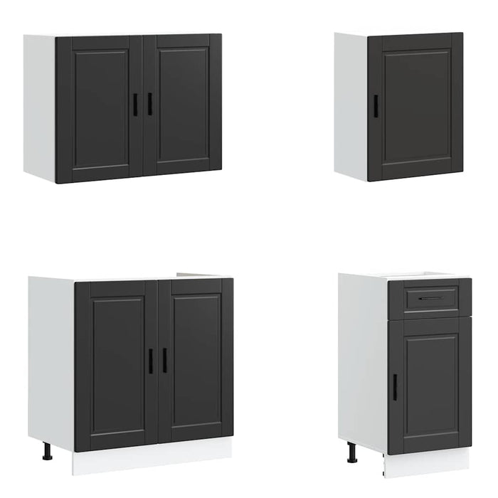 Set dulap de bucătărie 7 piese „Kalmar” lemn negru prelucrat - WALTI WALTI