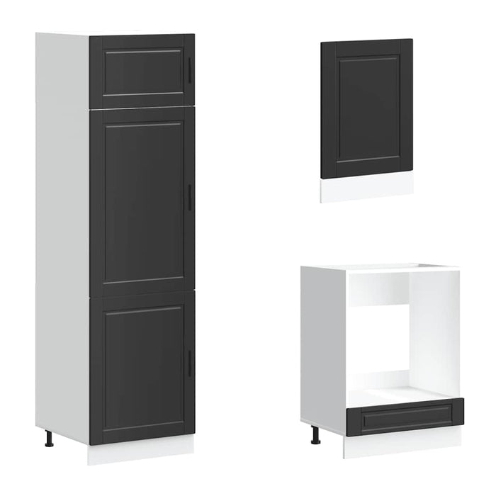 Set dulap de bucătărie 7 piese „Kalmar” lemn negru prelucrat - WALTI WALTI