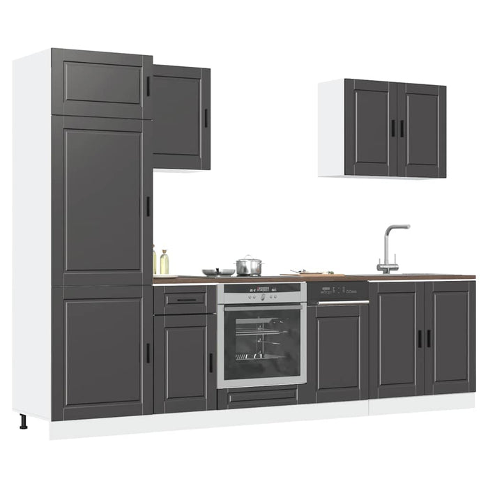 Set dulap de bucătărie 7 piese „Kalmar” lemn negru prelucrat - WALTI WALTI
