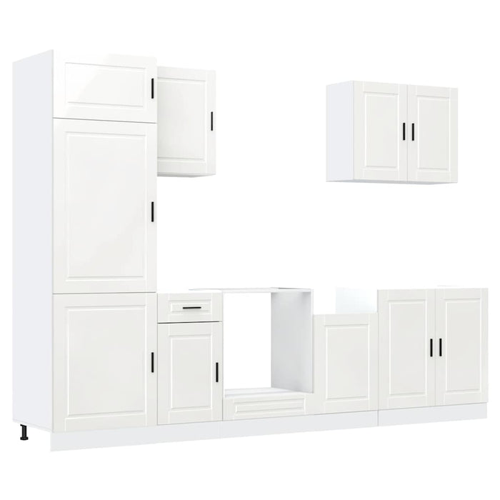 Set dulap de bucătărie 7 piese „Porto” alb lucios Lemn WALTI