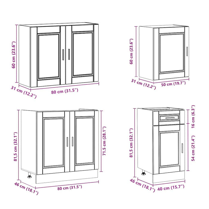 Set dulap de bucătărie din 7 piese „Porto” lemn stejar Sonoma - WALTI WALTI
