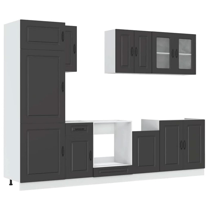 Set dulap de bucătărie 8 piese „Kalmar” lemn negru prelucrat - WALTI WALTI