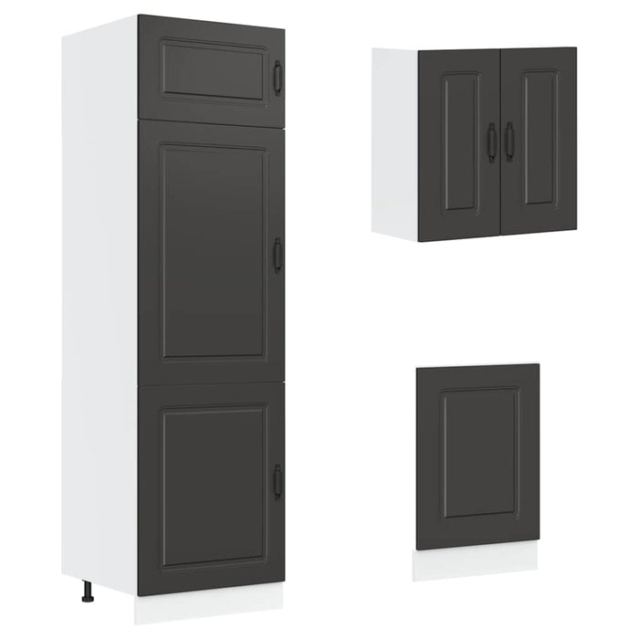 Set dulap de bucătărie 8 piese „Kalmar” lemn negru prelucrat - WALTI WALTI
