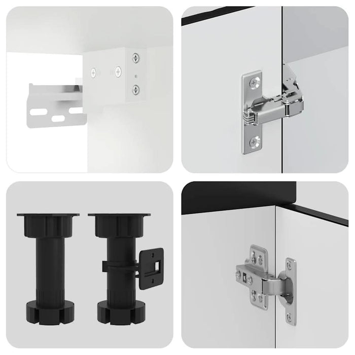 Set dulap de bucătărie 8 piese „Kalmar” lemn negru prelucrat - WALTI WALTI