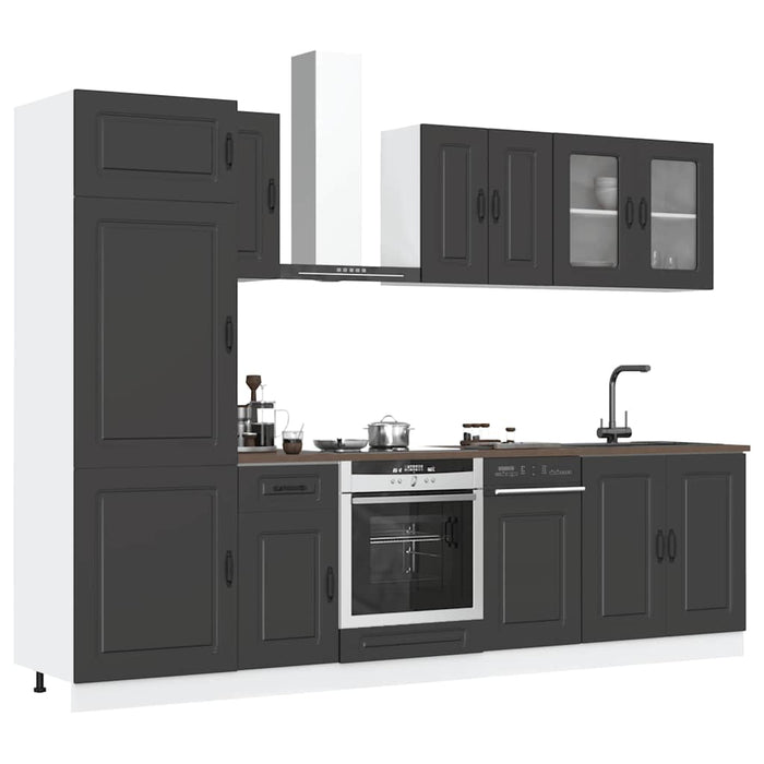 Set dulap de bucătărie 8 piese „Kalmar” lemn negru prelucrat - WALTI WALTI