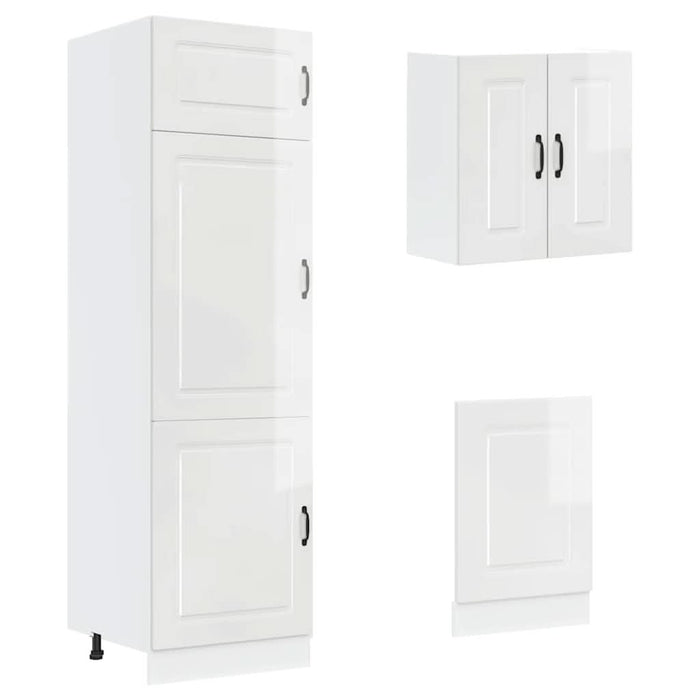 Set dulap de bucătărie 8 piese „Kalmar” alb lucios Lemn - WALTI WALTI