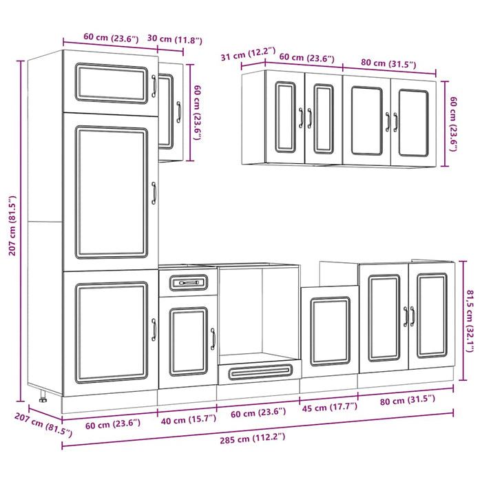 Set dulap de bucătărie din 8 piese „Kalmar” lemn stejar Sonoma - WALTI WALTI