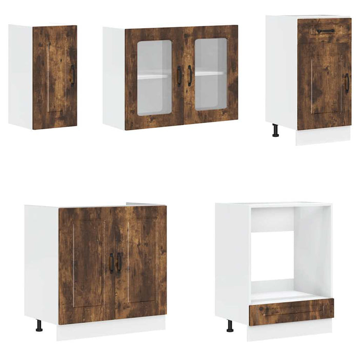 Set dulap de bucătărie din 8 piese „Kalmar” stejar afumat Lemn - WALTI WALTI