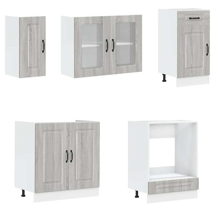 Set de dulapuri de bucătărie 8 piese „Kalmar” lemn Sonoma gri - WALTI WALTI