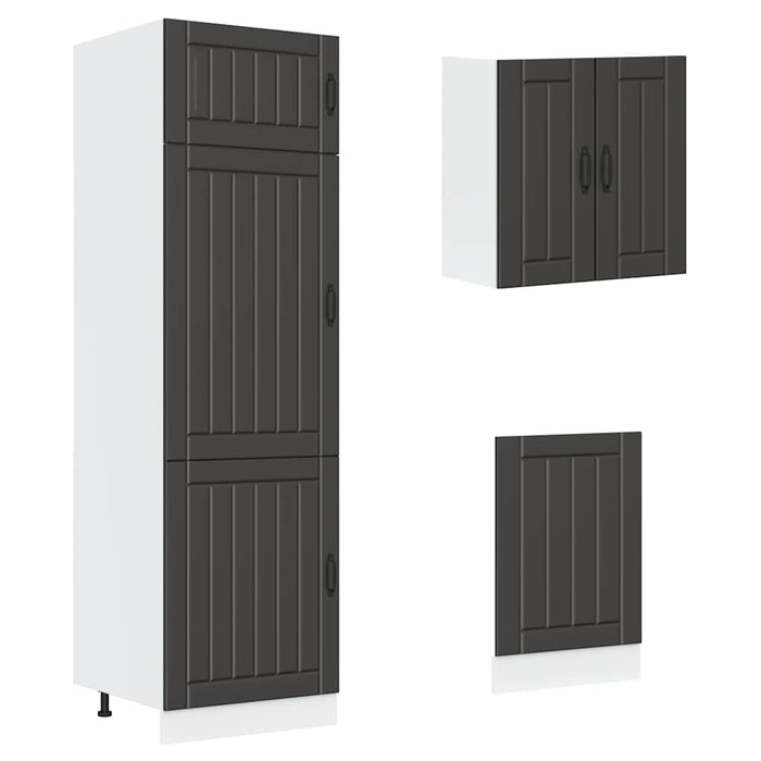 Set dulap de bucătărie 8 piese „Kalmar” lemn negru prelucrat - WALTI WALTI