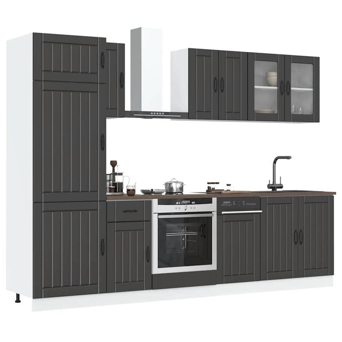 Set dulap de bucătărie 8 piese „Kalmar” lemn negru prelucrat - WALTI WALTI