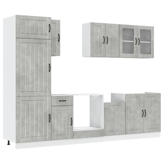Set dulapuri de bucătărie 8 piese „Lucca” gri beton Lemn - WALTI WALTI