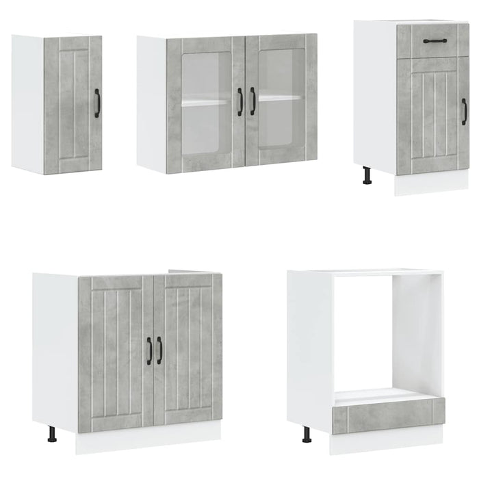 Set dulapuri de bucătărie 8 piese „Lucca” gri beton Lemn - WALTI WALTI