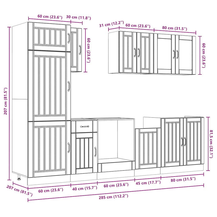 Set dulapuri de bucătărie 8 piese „Lucca” gri beton Lemn - WALTI WALTI