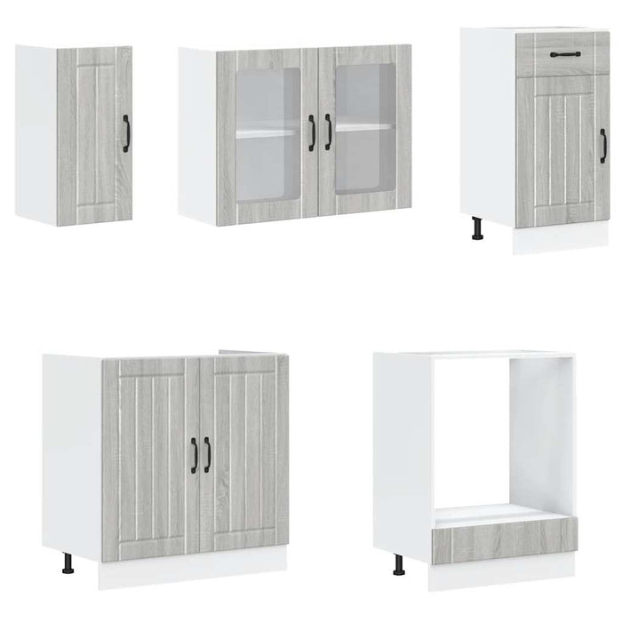Set de dulapuri de bucătărie 8 piese „Kalmar” lemn Sonoma gri - WALTI WALTI