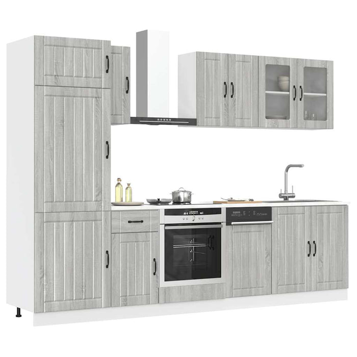 Set de dulapuri de bucătărie 8 piese „Kalmar” lemn Sonoma gri - WALTI WALTI