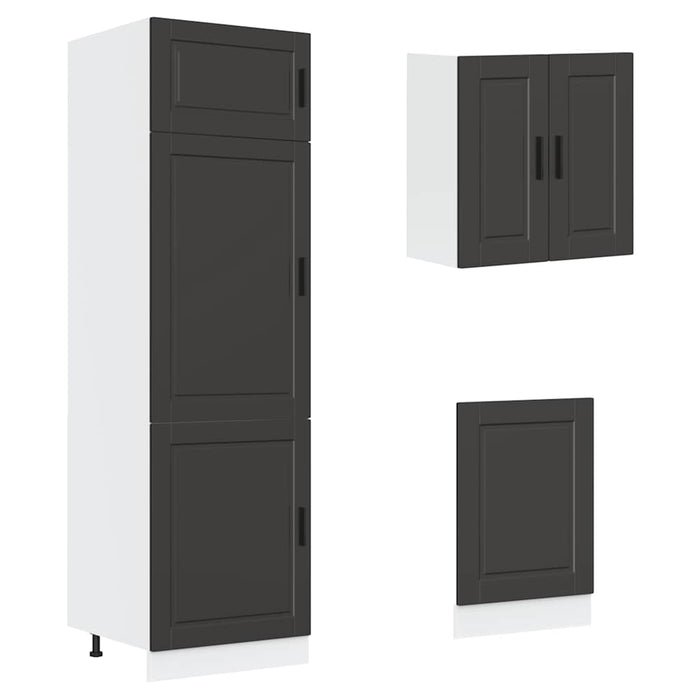 Set dulap de bucătărie 8 piese „Kalmar” lemn negru prelucrat - WALTI WALTI