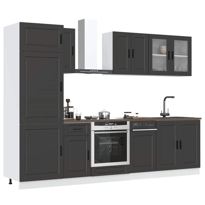 Set dulap de bucătărie 8 piese „Kalmar” lemn negru prelucrat - WALTI WALTI