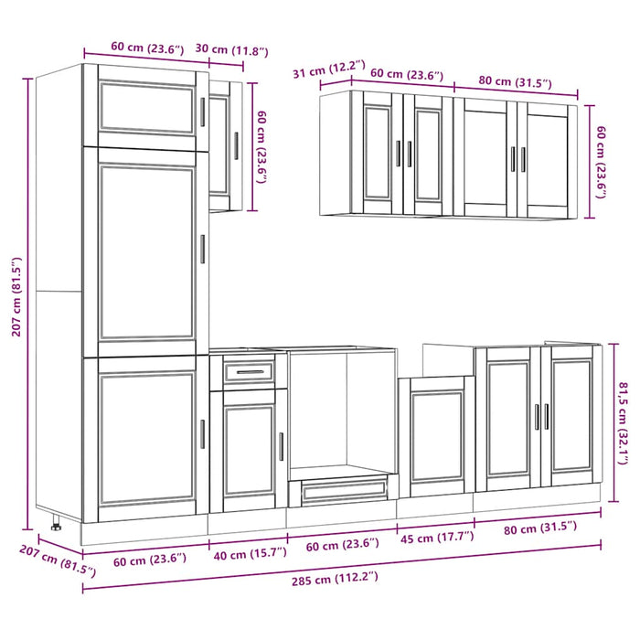Set dulapuri de bucătărie 8 piese „Kalmar” gri beton Lemn - WALTI WALTI