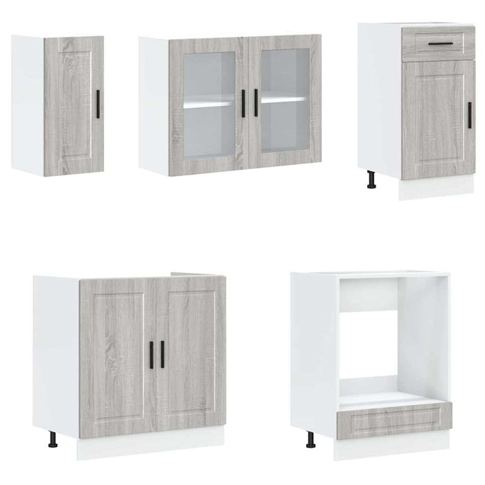 Set de dulapuri de bucătărie 8 piese „Kalmar” lemn Sonoma gri - WALTI WALTI