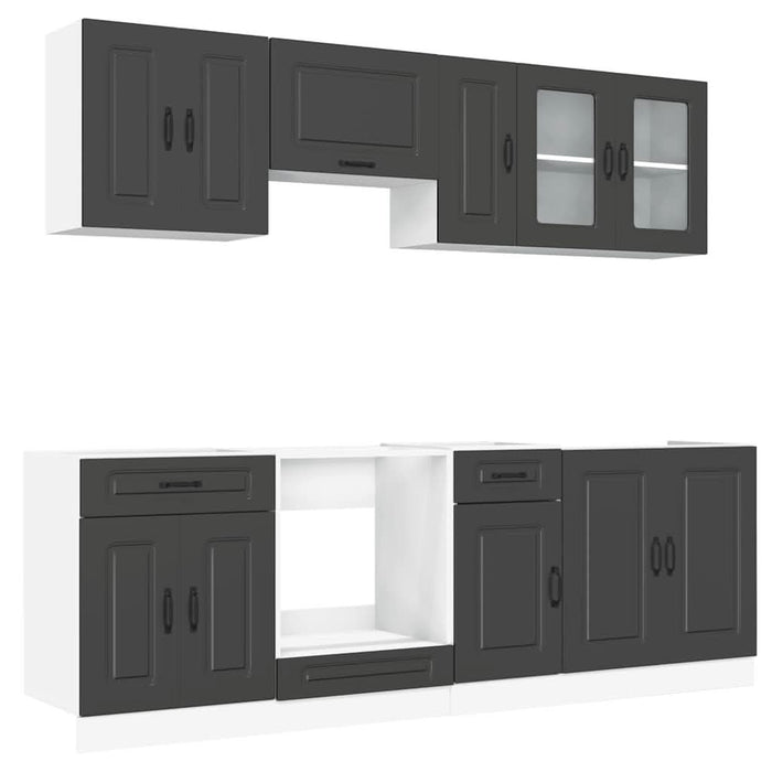Set dulap de bucătărie 8 piese „Kalmar” lemn negru prelucrat - WALTI WALTI