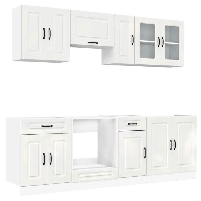 Set dulap de bucătărie 8 piese „Kalmar” alb lucios Lemn - WALTI WALTI