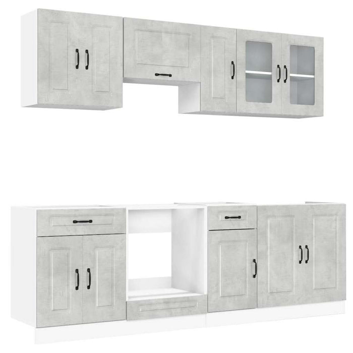 Set dulapuri de bucătărie 8 piese „Kalmar” gri beton Lemn - WALTI WALTI