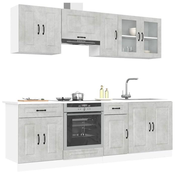 Set dulapuri de bucătărie 8 piese „Kalmar” gri beton Lemn - WALTI WALTI