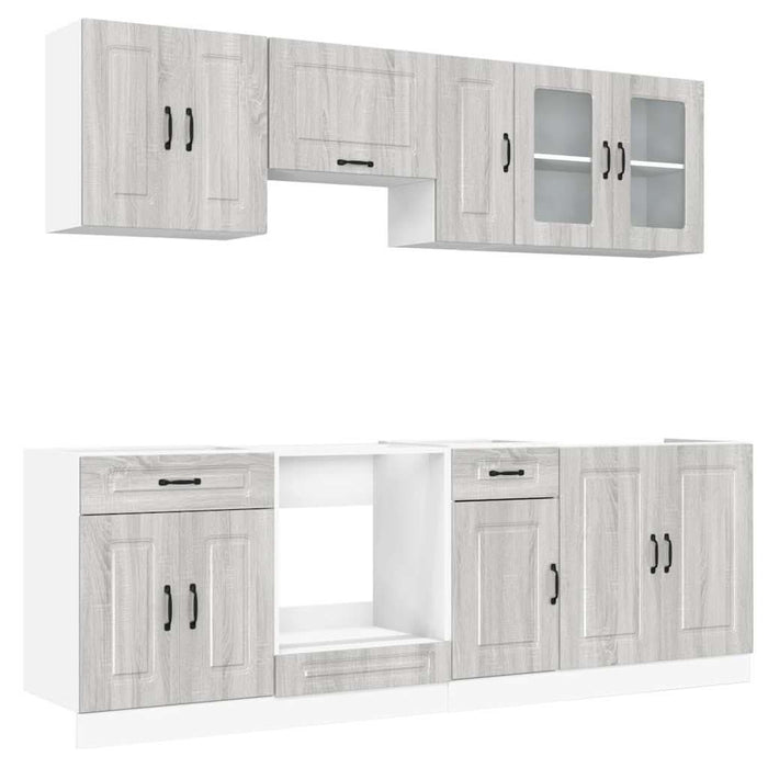 Set de dulapuri de bucătărie 8 piese „Kalmar” lemn Sonoma gri - WALTI WALTI