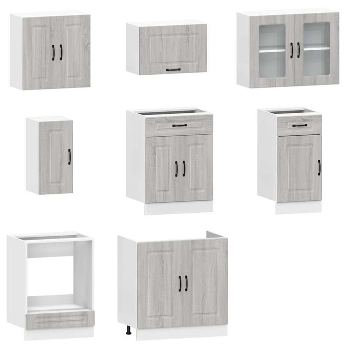 Set de dulapuri de bucătărie 8 piese „Kalmar” lemn Sonoma gri - WALTI WALTI