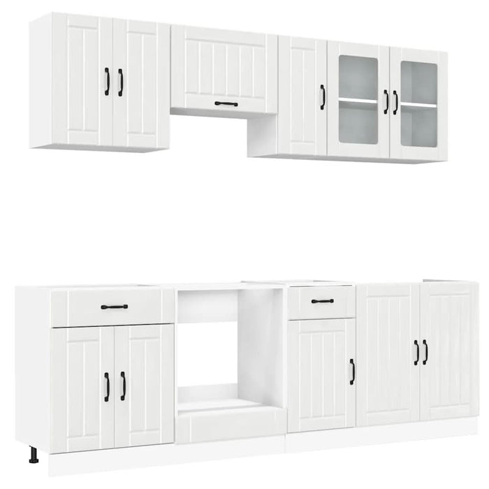 Set dulap de bucătărie 8 piese „Kalmar” alb lucios Lemn - WALTI WALTI