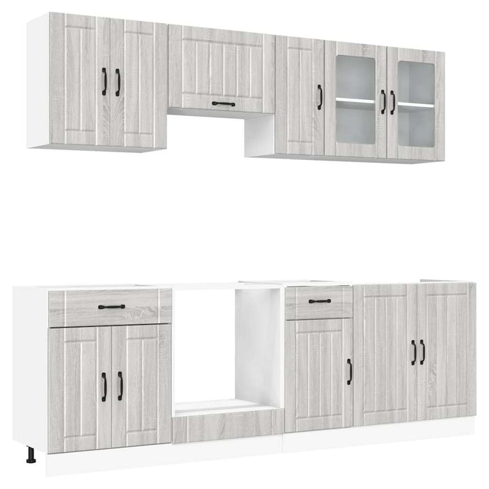 Set de dulapuri de bucătărie 8 piese „Kalmar” lemn Sonoma gri - WALTI WALTI